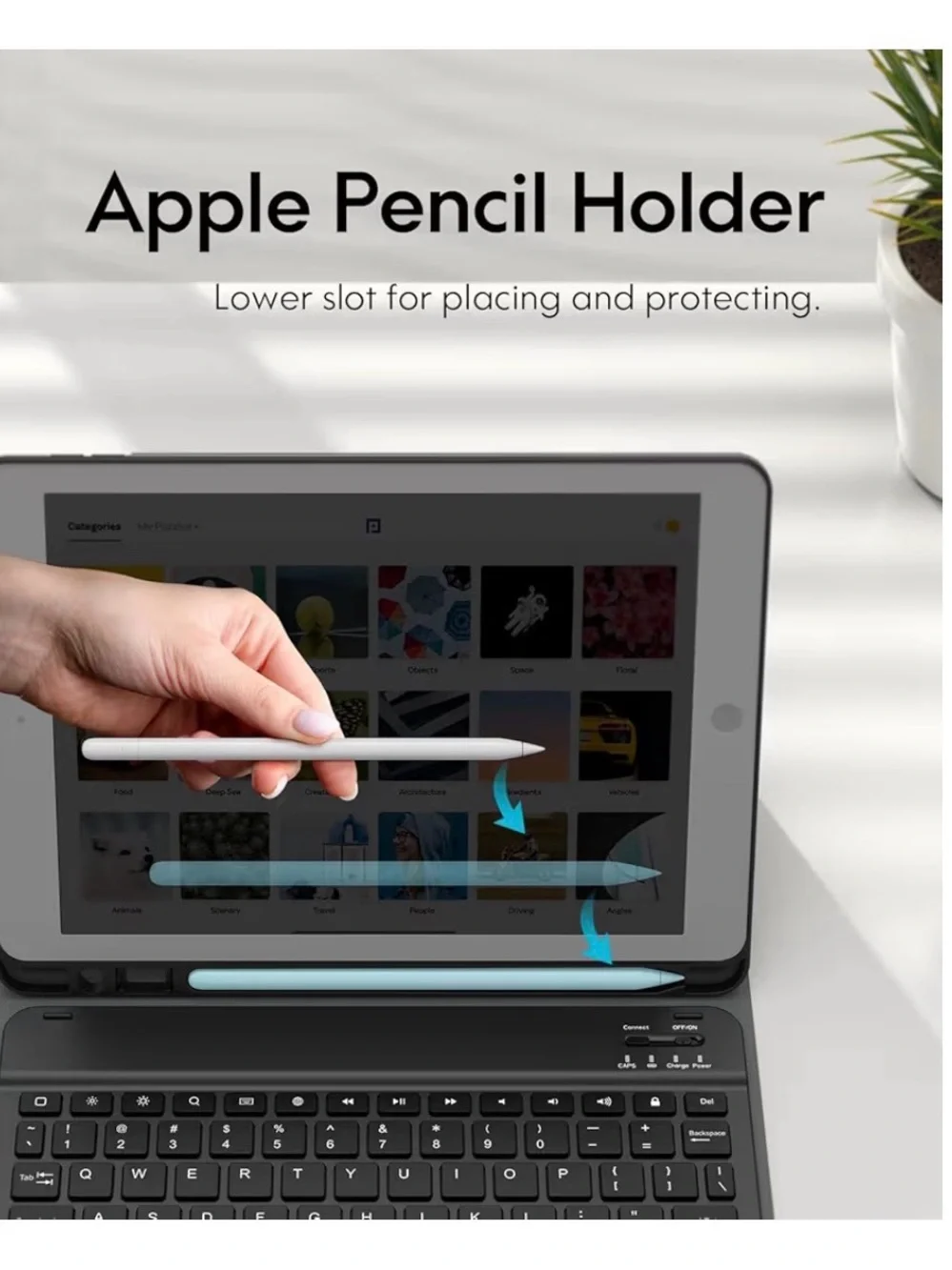 Chesona Universal Black Bluetooth Keyboard Case for iPad.